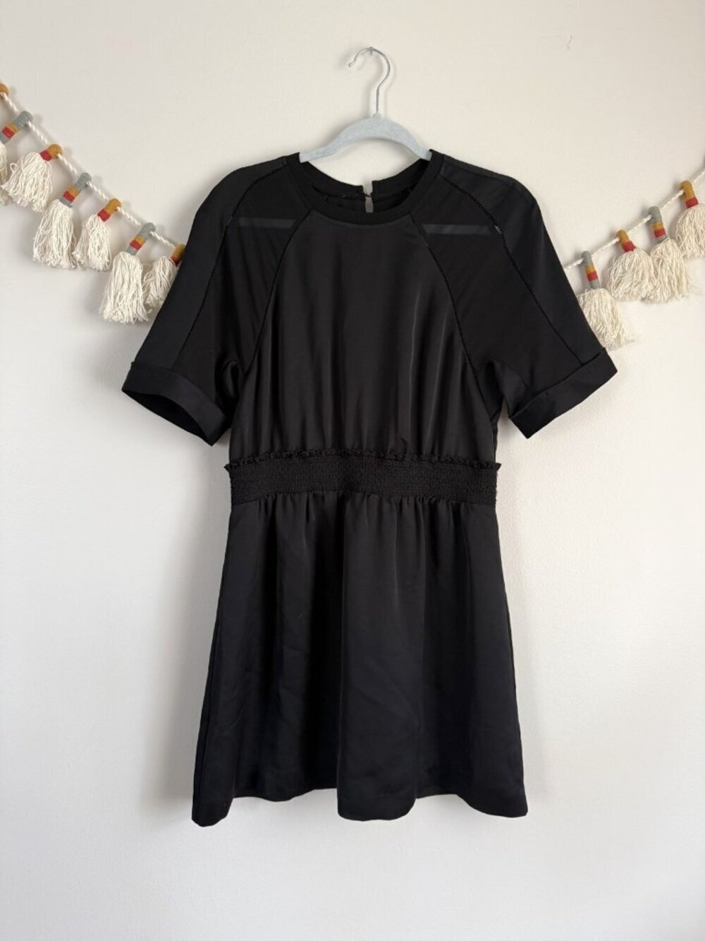 Reiss Myla Eyelet Short Sleeve Mini Dress Satin Evening Feminine Date Night 8